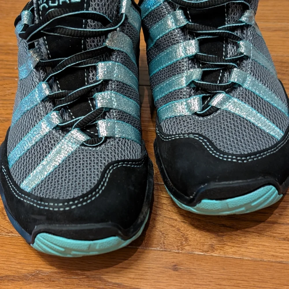 KURU Chicane Women's Trail Hiking Shoes black and aqua glitter lace up size 6.5 - Picture 6 of 8